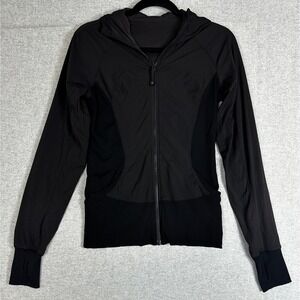 Lululemon In Flux Reversible Jacket Wms 8 Black Hooded Thumbholes Running Train